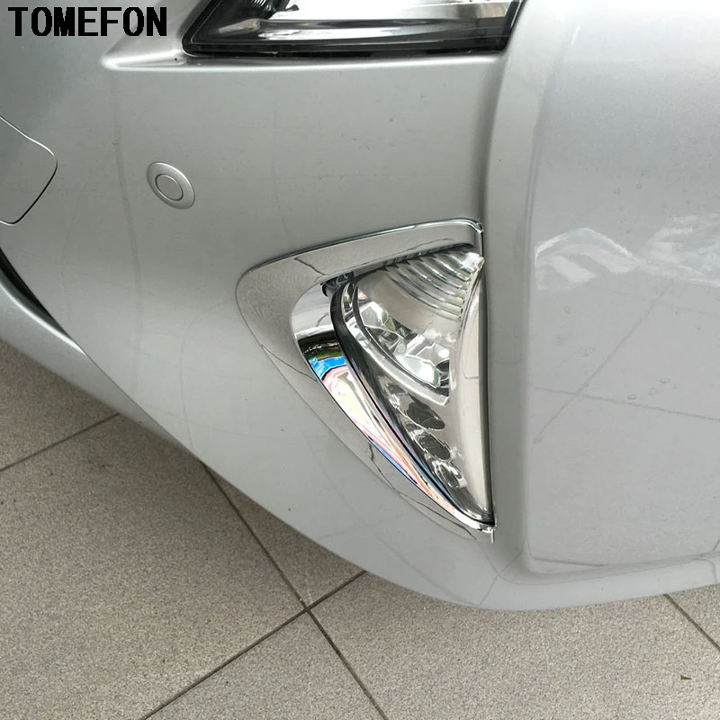 

For Toyota Prius XW50 2016 2017 ABS Chrome Front Fog Light Headlight Eyelid Trim Strip Cover 2pcs Car Styling