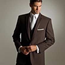Одна пуговица коричневый лацкан с тупым углом Мода Terno Masculino 3 шт.(куртка+ брюки+ жилет+ галстук) новое поступление новейший дизайн Custume Homme