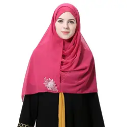 Летние мусульманские Для женщин однотонные Мягкие шифон Цветочные тюрбан шляпа головной платок, шарф Кепки A10 AP12