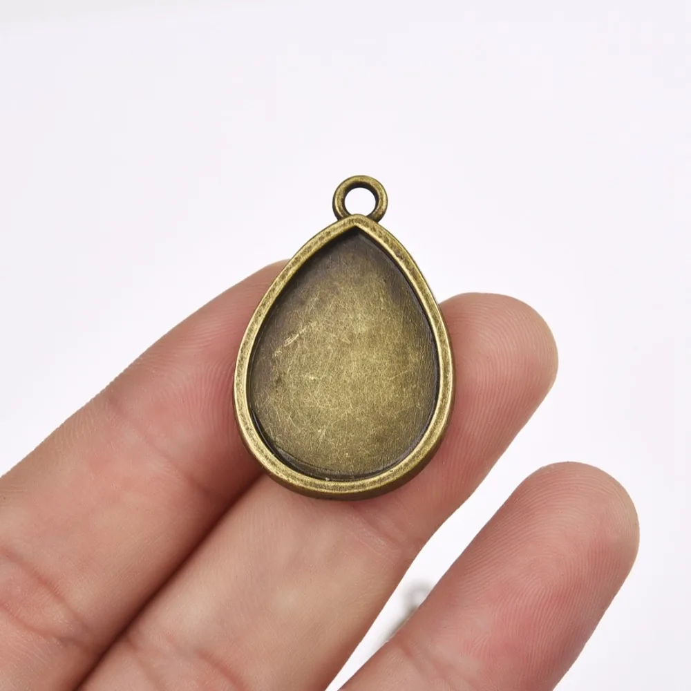 Drop Pendant Cabochon Setting 18x25mm Bezel Gem Blank Base Antique Bronze (5)