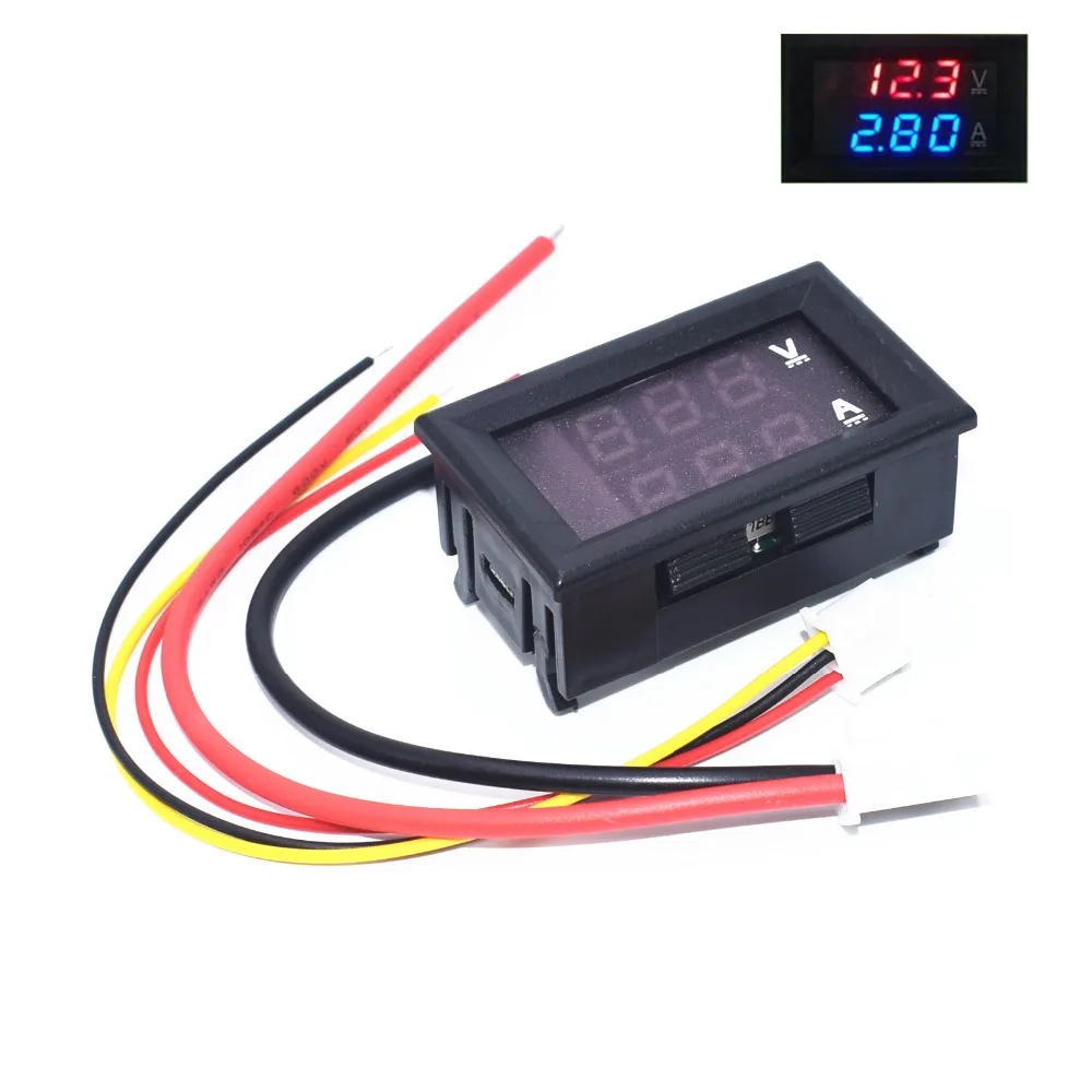 

10pcs DC 0-100V 10A Digital Voltmeter Ammeter Dual Display Voltage Detector Current Meter Panel Amp Volt Gauge 0.28" Red/Blue