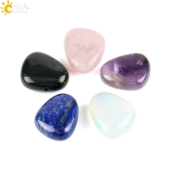 

CSJA Natural Gem Stone Women Men Reiki Pendants Lapis Lazuli Black Pink Purple Clear Crystal Quartz Opal Howlite Jewellery E560