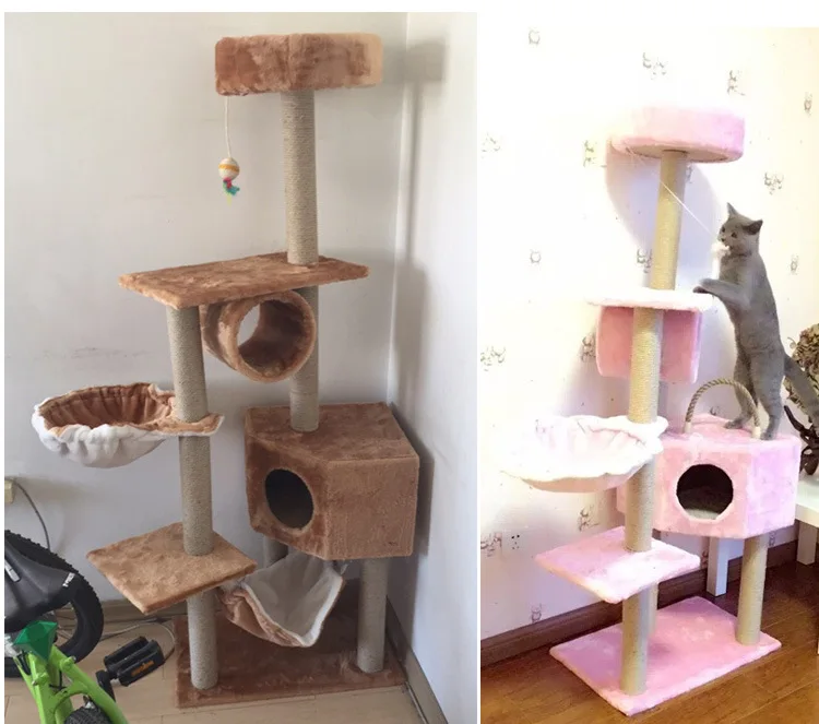 Коврик-Когтеточка из сизальной веревки для питомцев, домик для лазания, дерево, котенок, кот, игровой домик, башня, игрушки, мебель для питомцев, поставка