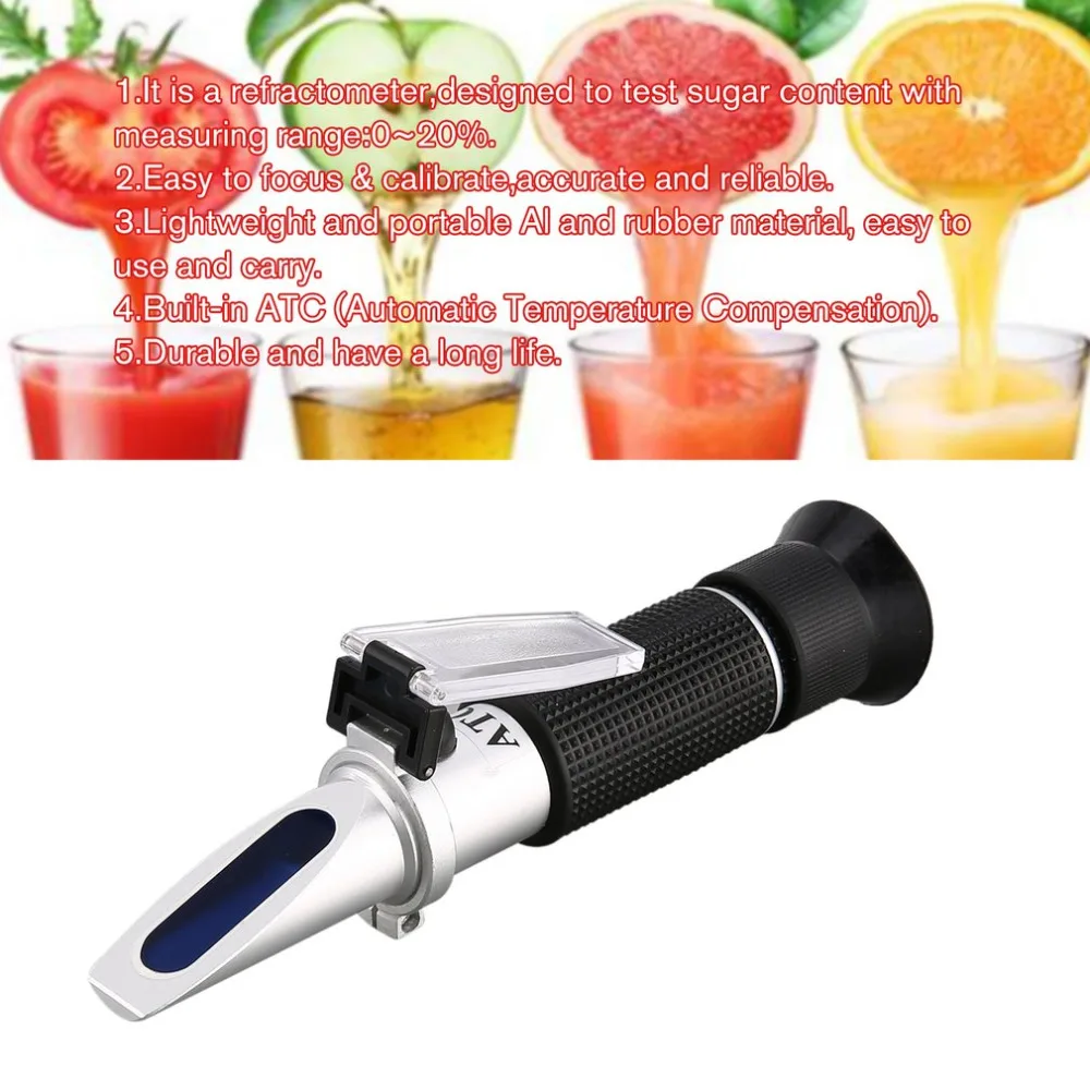 Handheld Refractometer 58 90 Optical Sugar Fruits Food Content Concentration Meter Mini ATC