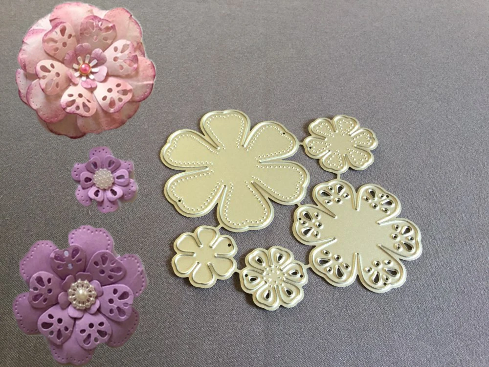 

Swovo 5pcs Stackables Spring Flowers Metal Cutting Dies Scrapbooking Stencils Craft Dies DIY Decorations Embossing Die Cut