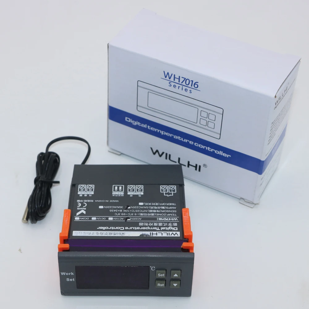 WH7016D AC 220V//110V DC 24V//12V 10A Digital LCD Electronic thermostat For oven
