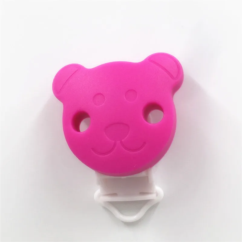 Fuchsia Chenkai 50 шт. силиконовый медведь Прорезыватель зажимы DIY Детские Соска для купания манекен цепи пустышка для младенца ювелирные изделия сенсорные игрушки заколки в форме животных - Цвет: Fuchsia