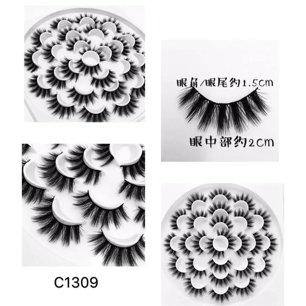3/5/7/13Pairs3D норки волосы Накладные Eyelashes15-25 мм ресницы толстые длинные тонкие пышная Праздничная не тестировано на норковые ресницы инструменты для макияжа - Цвет: 13pair 1309