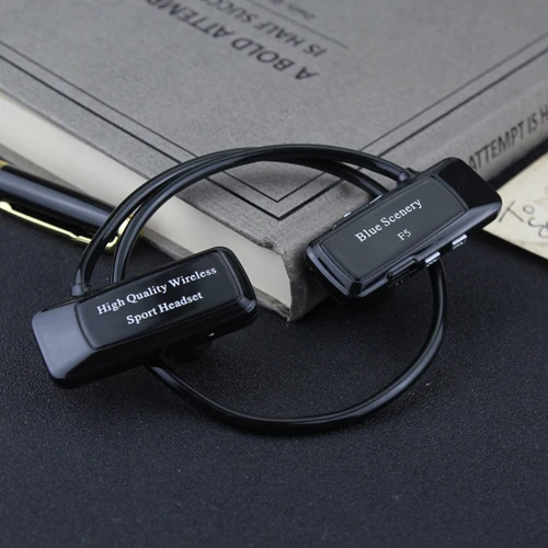 Ersuki F5 Bluetooth наушники Беспроводной наушники микрофон Поддержка SD карты памяти с FM MP3 плеера спорта беговые наушники - Цвет: Черный