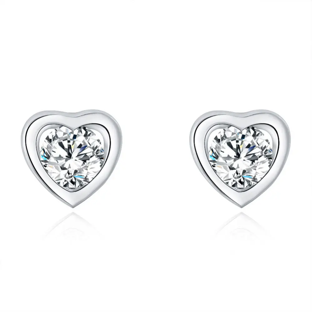 Heart UMODE, серьги-гвоздики в форме груши, циркония, капли воды, для женщин, модные ювелирные изделия, Brincos Pendientes Mujer Moda Oorbellen AUE0026 - Окраска металла: Heart