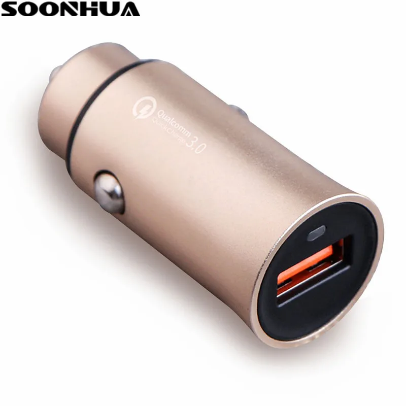 

SOONHUA 2.4A One-Port Car Phone Charger USB Quick Charge QC3.0 Car-Charger Fast Car USB Charger for Samsung Huawei iPhone Tablet