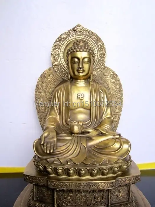 Тибетский Buddhis Амитабха бронза статуя будды