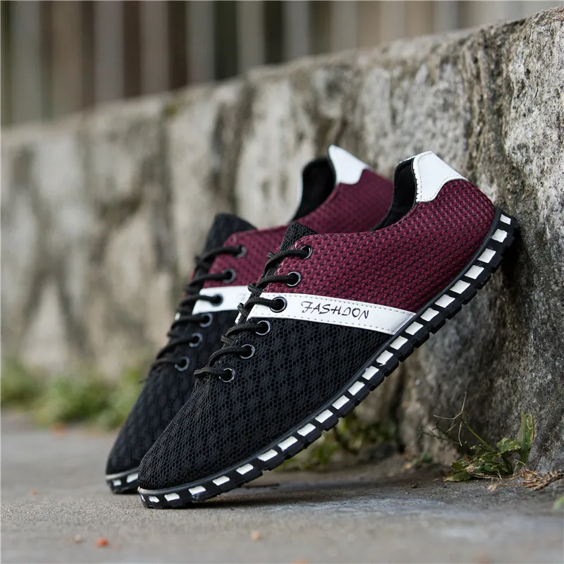 Мужская обувь летняя дышащая из сетчатого материала мужские лоферы на шнуровке