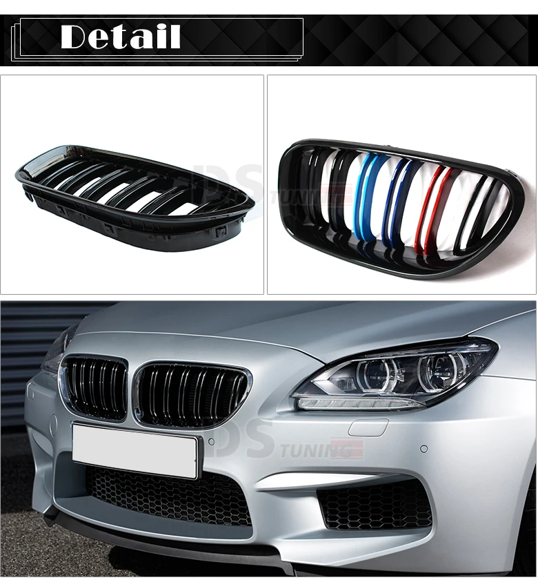 1 пара 2-планка ABS м цвет почек гонки решетка для BMW 6 серии F06 F12 F13 передний бампер Гриль 640i 650i 650i