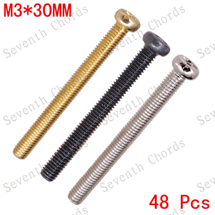 

48 Pcs M3*30mm Bass Guitar Bridge String Saddle Adjust Spring, Guitar Humbucker Pickups Adjust Height Screws - Pitch 0.5mm