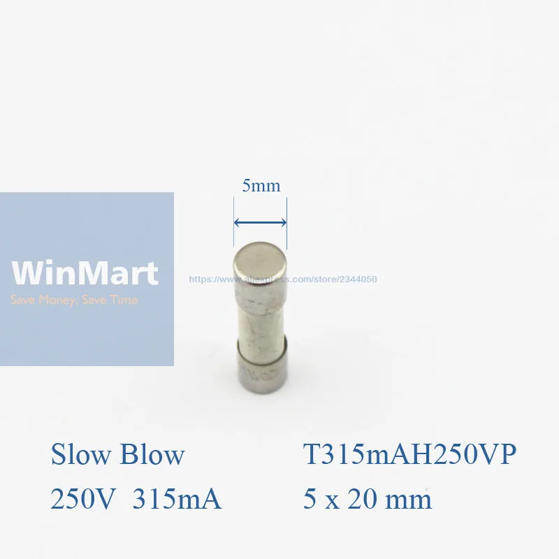10 шт. 250 В 315mA жидкость Slow Blow 5x20 мм керамические трубки предохранители