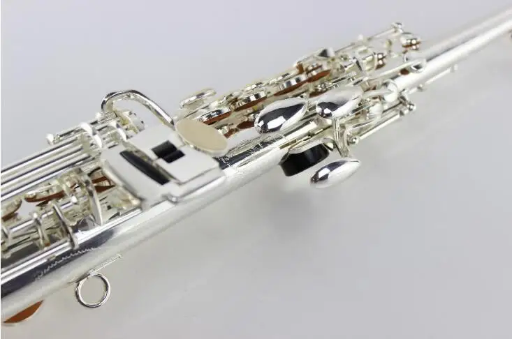 High Quality SUZUKI Soprano Straight Pipe Saxophone Brass Body Silver Plated B Flat Sax Instrument With Mouthpiece