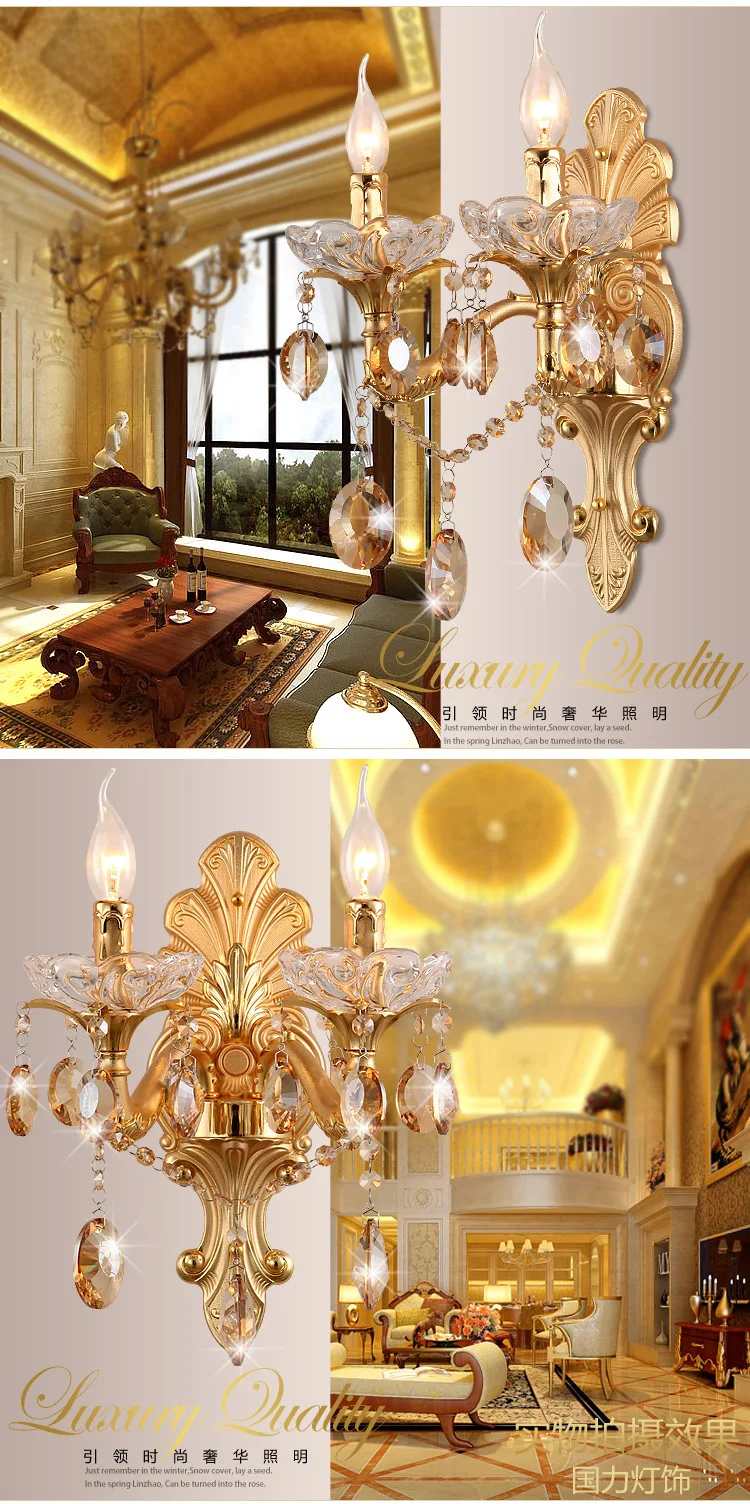 Лестничные хрустальные настенные лампы накаливания/светодиодный светильник, Модная Золотая свеча