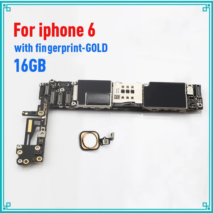 Золотая оригинальная материнская плата для iphone 6 4,7 дюйма 16 ГБ с fingprint с сенсорной ID материнская плата протестированная логическая плата