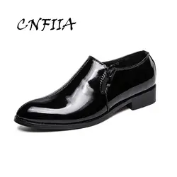 CNFIIA Мужская деловая обувь черный мужской социальной обуви роскошные Для мужчин носком обувь 2018 осенне-Весенняя брендовая размер 38-44