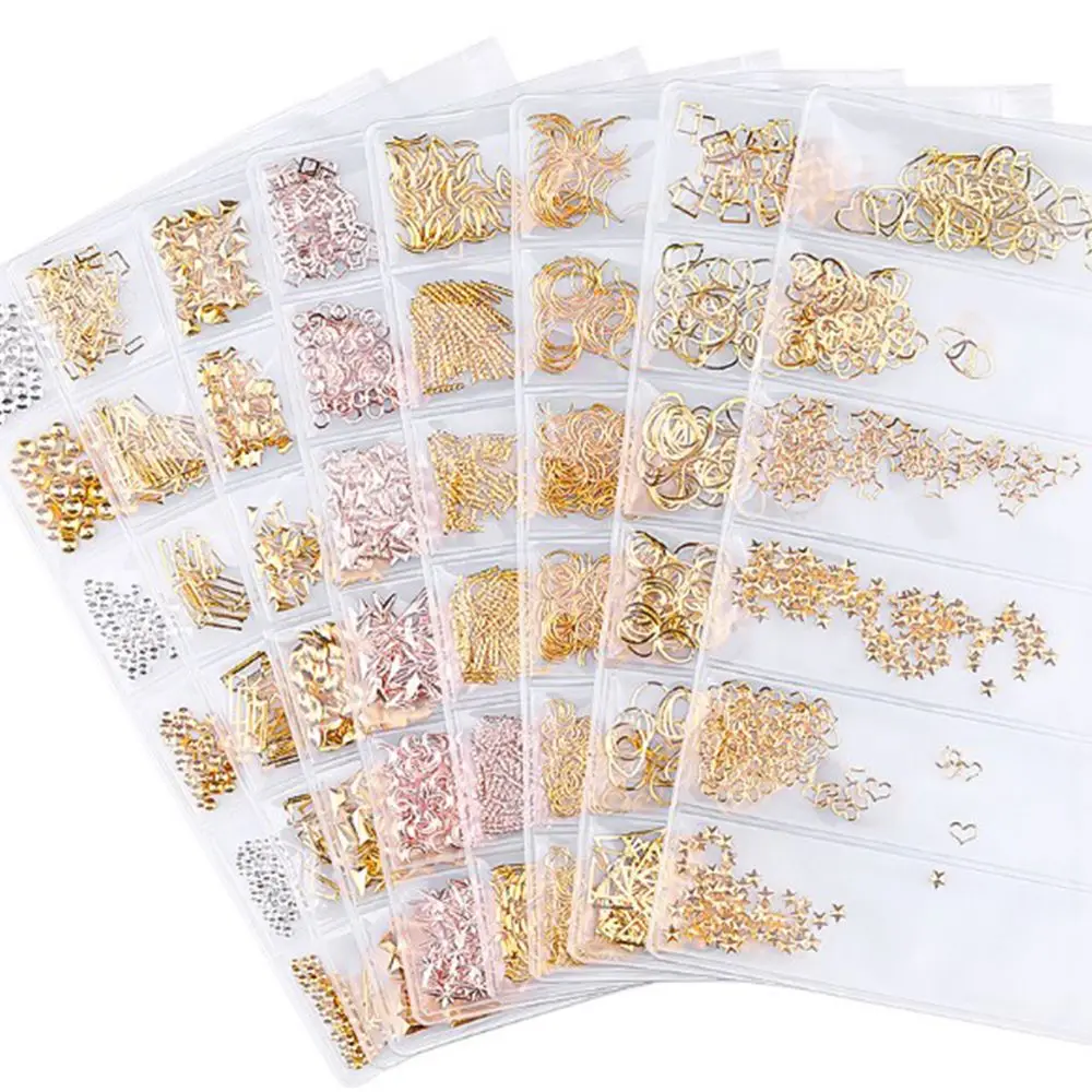 New style Creative Metal rivet Nail Decoration Hollow 3D Nail Art Metal Frame Nail Rivet Jewelry DIY Manicure Accessories
