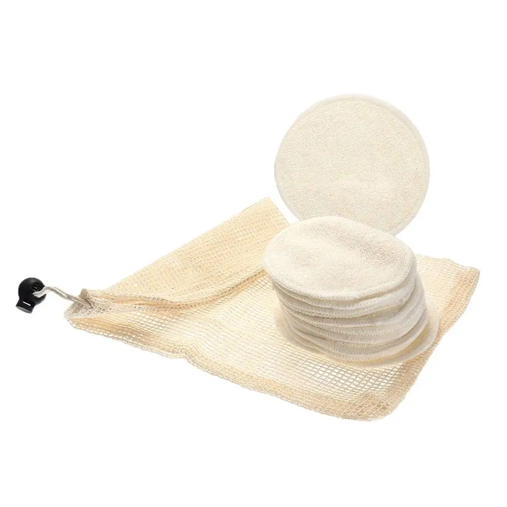  12Pcs/Set Reusable Washable Round Bamboo Cotton Cloth Facial Makeup Remover Puff Pads with Mesh Bag - 4000028805165