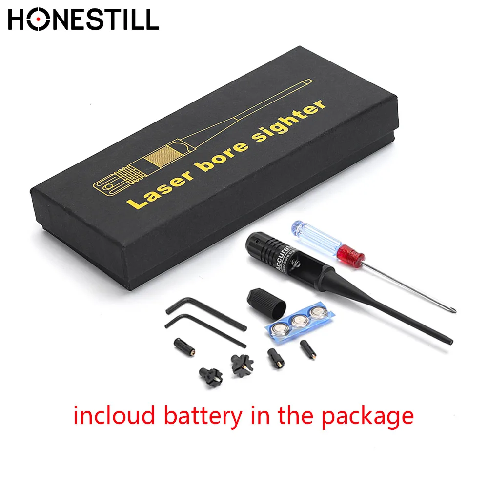 

Hunting 650nm Riflescope Caliber Dot Laser Bore Sight 3 Battery Red Collimator for .22 to .50 Caliber Boresighter with Swith