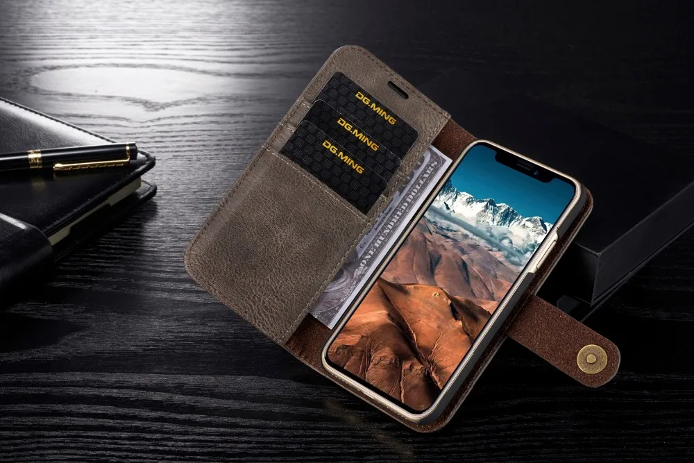 DG Ming съемный 2 в 1 винтажный кожаный флип-чехол-кошелек для iphone XR с 3 картами для IPhone X с кнопкой