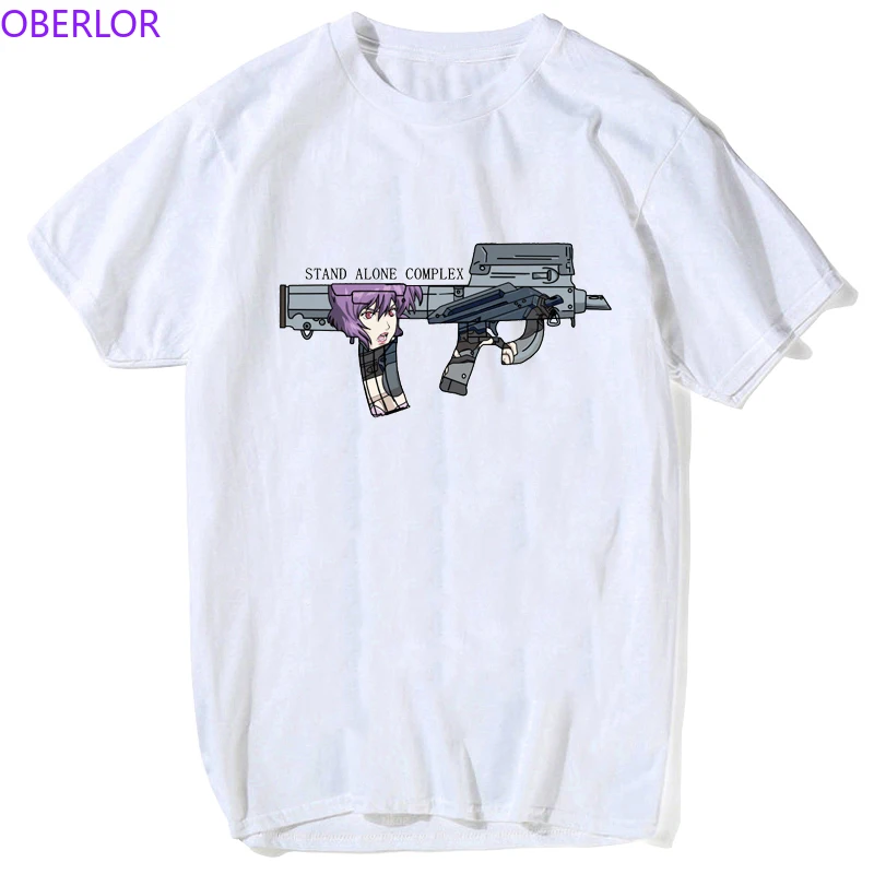 

Ghost In The Shell T Shirt Men Short Sleeve Clothes for Men New Gun Plus Size Cotton High Quality Man Tees Shirts Homme