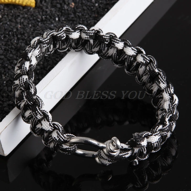 الفولاذ المقاوم للصدأ مشبك حبل سوار Paracord التنزه التخييم في الهواء الطلق بقاء الإسعافات الأولية مجموعات المظلة