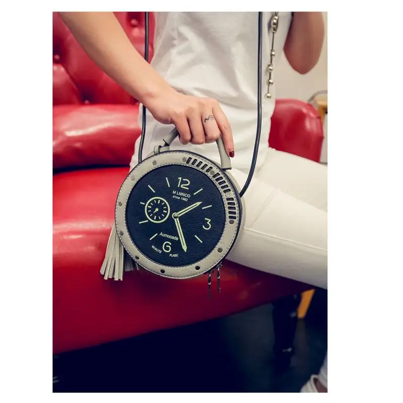 بو الجلود ساعة نمط حقيبة كتف التعميم جولة رسول Crossbody اليد حمل حقائب أزياء لطيف السيدات المرأة حقائب حقيبة