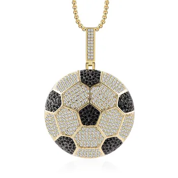 

Hip Hop Jewelry Football Pendant Necklace With Chain New Arrival AAA Cubic Zirconia Iced Out Necklace For Men Women