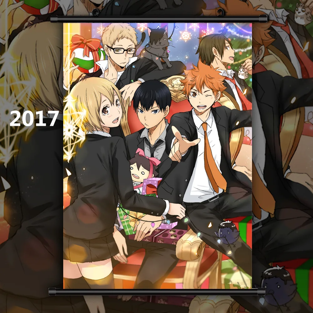 Haikyuu Shoyo Tobio Koushi Kei Ryunosuke Аниме Манга настенный плакат свиток D - Цвет: 2017