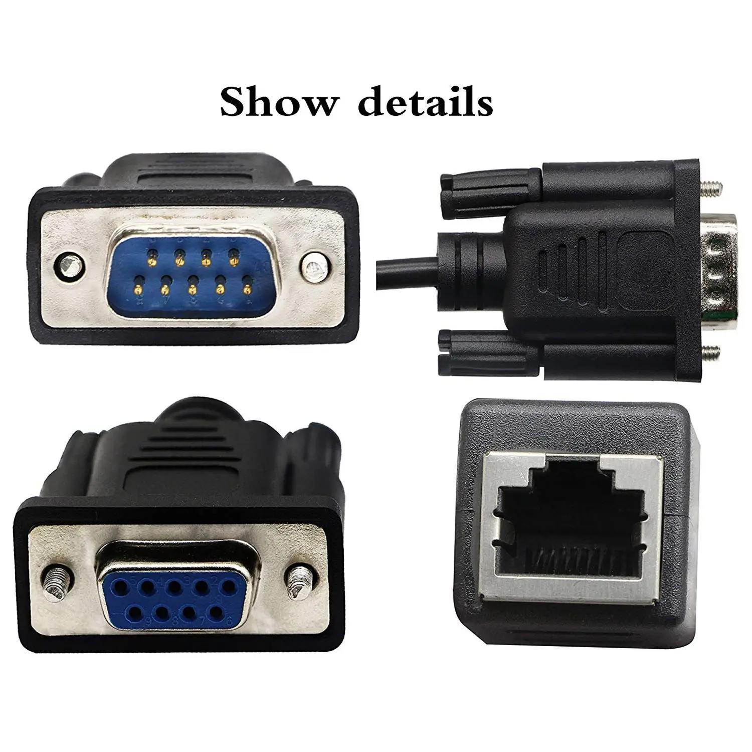 

2 PCS New Style RJ45 to RS232 Cable DB9 9-Pin Serial Port Female&Male to RJ45 Female Cat5/6 Ethernet LAN Console(18CM/7Inch)