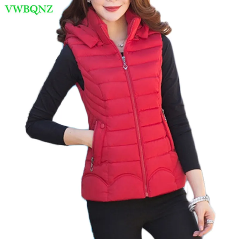 

Autumn Winter Plus size Vest Down Cotton Jacket Women Fashion Casual Cotton Coat Women's Korean Wild Hooded Outerwear 4XL A526