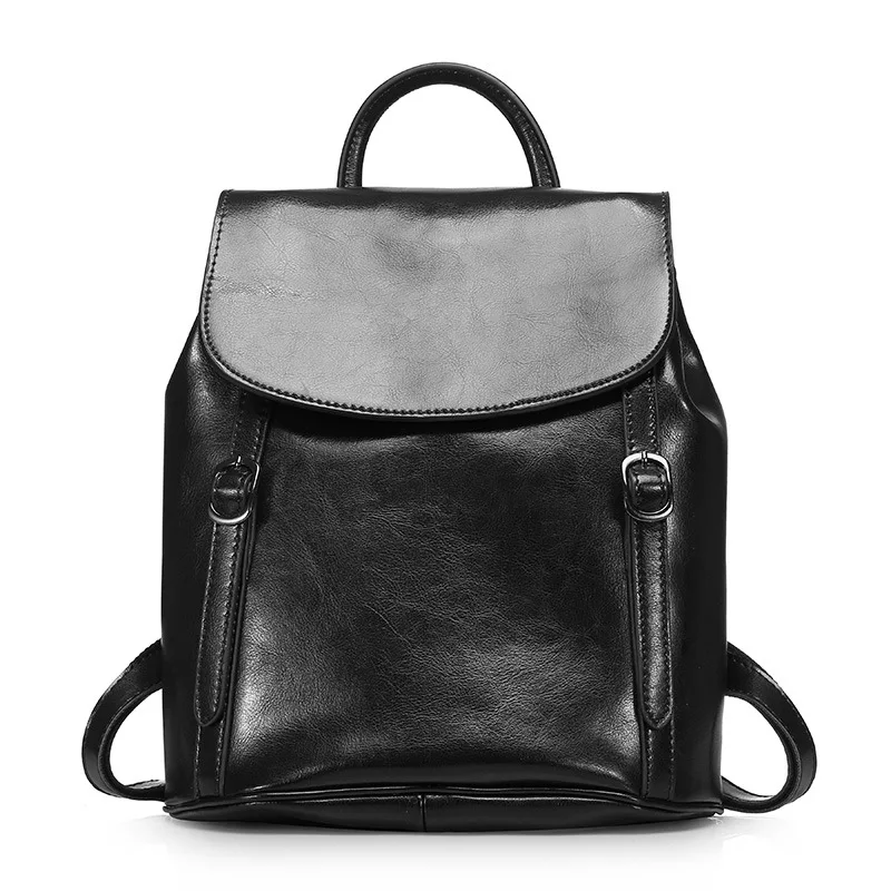 

New style ladies wax wax leather vertical shoulder bag European style ladies wax wax leather large travel backpack