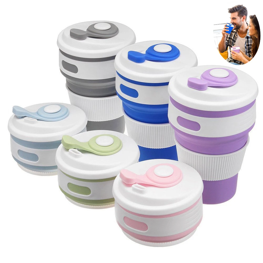 

Folding Silicone Tea Cup Portable Silicone Telescopic Drinking Collapsible coffee cup 350ml multi-function folding Traveling