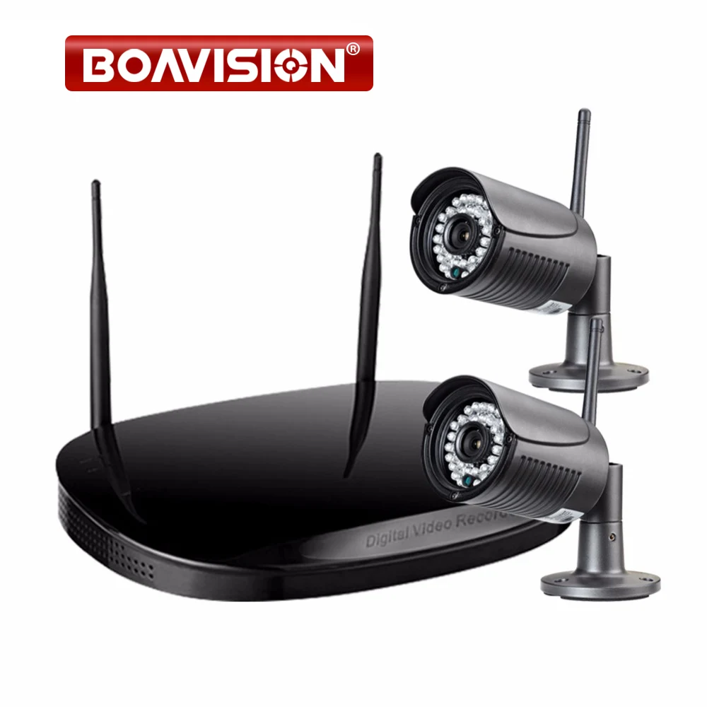

2Ch 720P WIFI IP Camera Plug & Play NVR System Kit IR 20M Outdoor Waterproof 1.0MP Surveillance Security CCTV Wireless System