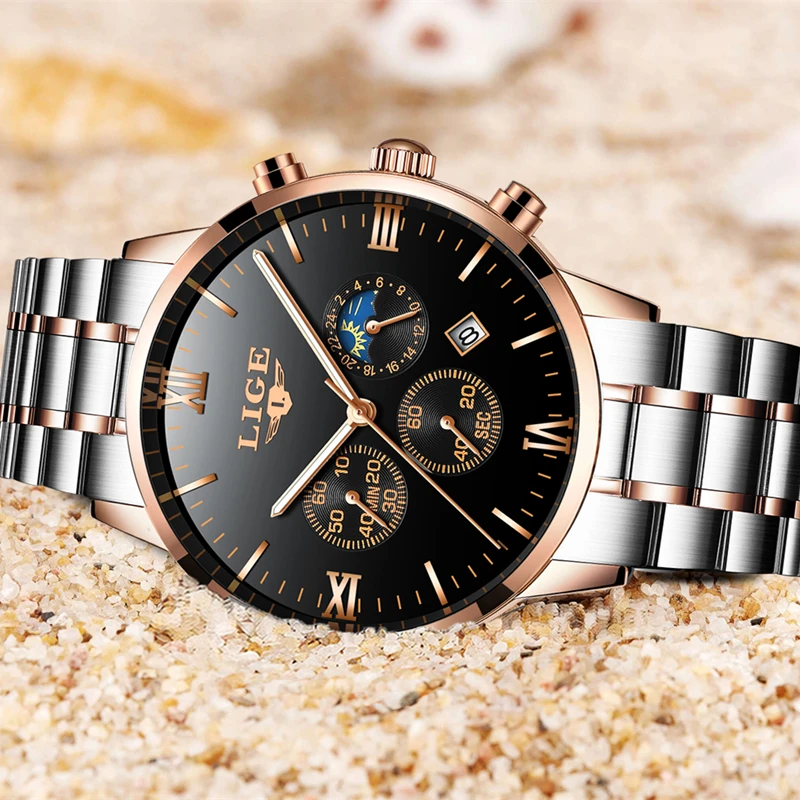 2017 New Watches Men Luxury Brand LIGE Chronograph Men Sports Watches Waterproof Full Steel Quartz Men's Watch Relogio Masculino