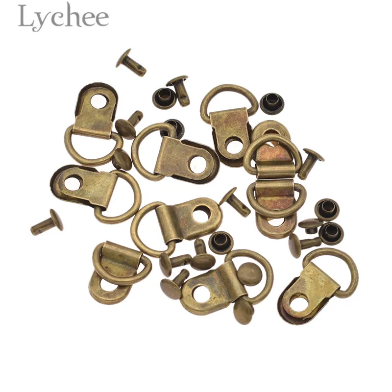 Кожаные Металлические d образные пряжки Lychee Life 10 шт. серебристая бронзовая
