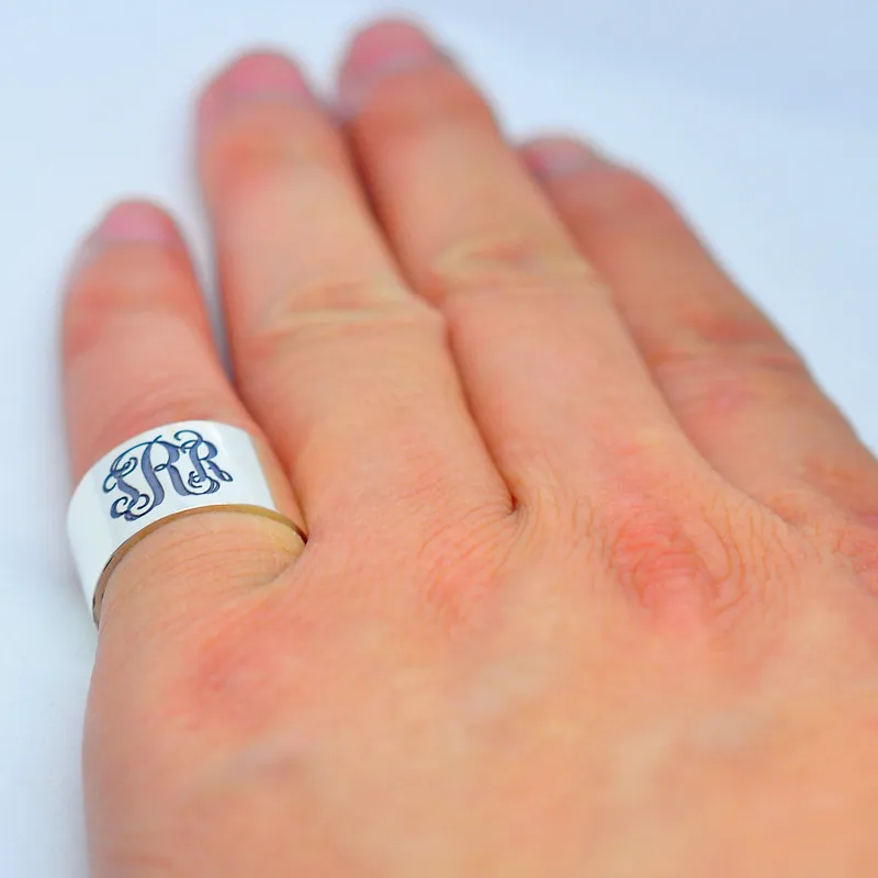 Wide Band Custom Monogrammed Jewelry 
