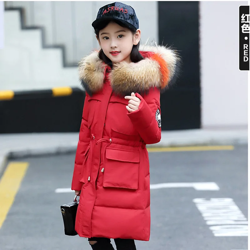 Girls Down Coats Girl Winter New 2018 Fashion Children Coat Kids Warm Thick Fur Collar Hooded Long Down Parka For Teenage 4Y-14Y Girls Down Coats Girl Winter New 2018 Fashion Children Coat Kids Warm Thick Fur Collar Hooded Long Down Parka For Teenage 4Y-14Y