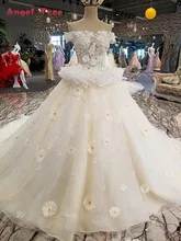 2017 Angel Tree Bridal Gown Flowers Lace Wedding Dress A-Line Chapel Train Appliques Beading Bride Dresses Vestido De Noiva