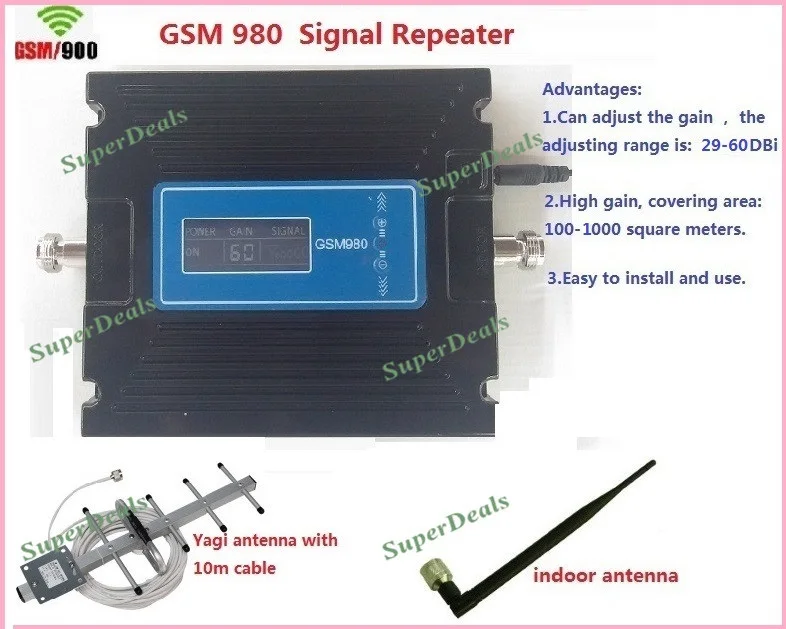 

New arrived GSM980 High gain adjustable Repeater,cell phone GSM 900MHZ signal booster ,Mobile GSM signal repeater amplifier