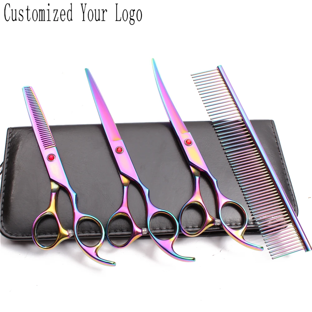 20Sets 7" Customized Brand Wholesale JP Grooming Scissors Straight Scissors Thinning Shears Dog Curved Shears Pet Scissors C3003