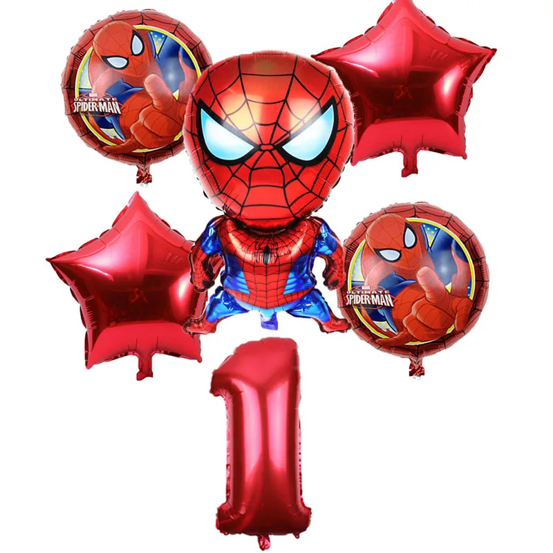 6pcs/lot Spiderman Foil Helium Balloons 30" Red Number Party Inflatable Ball Birthday Party Decoration Kids Toys Star Globos - Цвет: red 1