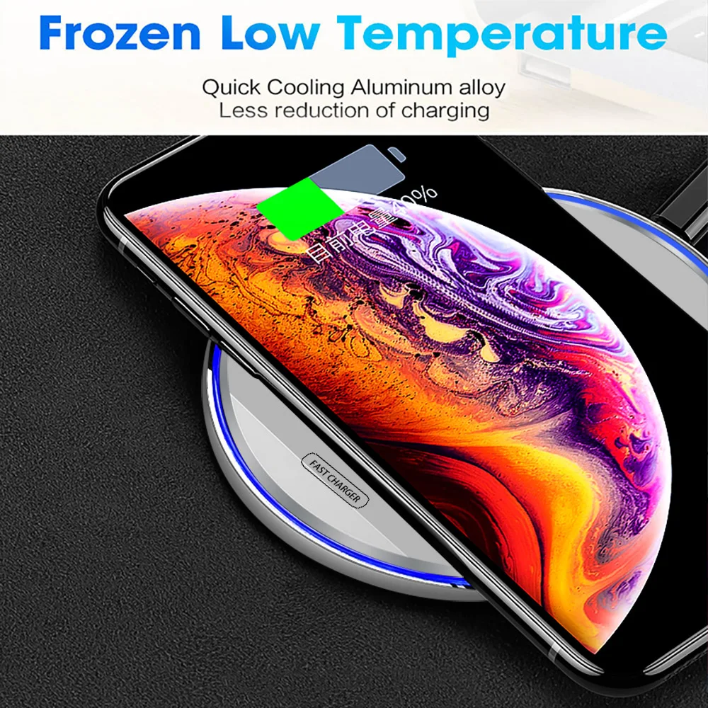 Беспроводное зарядное устройство DCAE 15 Вт Qi для iPhone 11 X XR XS 8 Samsung S10 S9 Huawei P30 Pro Xiaomi Mi 9