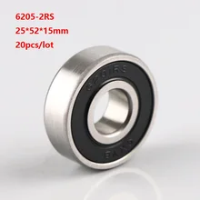 20 шт./лот 6205RS 6205 2RS шарикоподшипники с двойной крышкой 25*52*15 мм