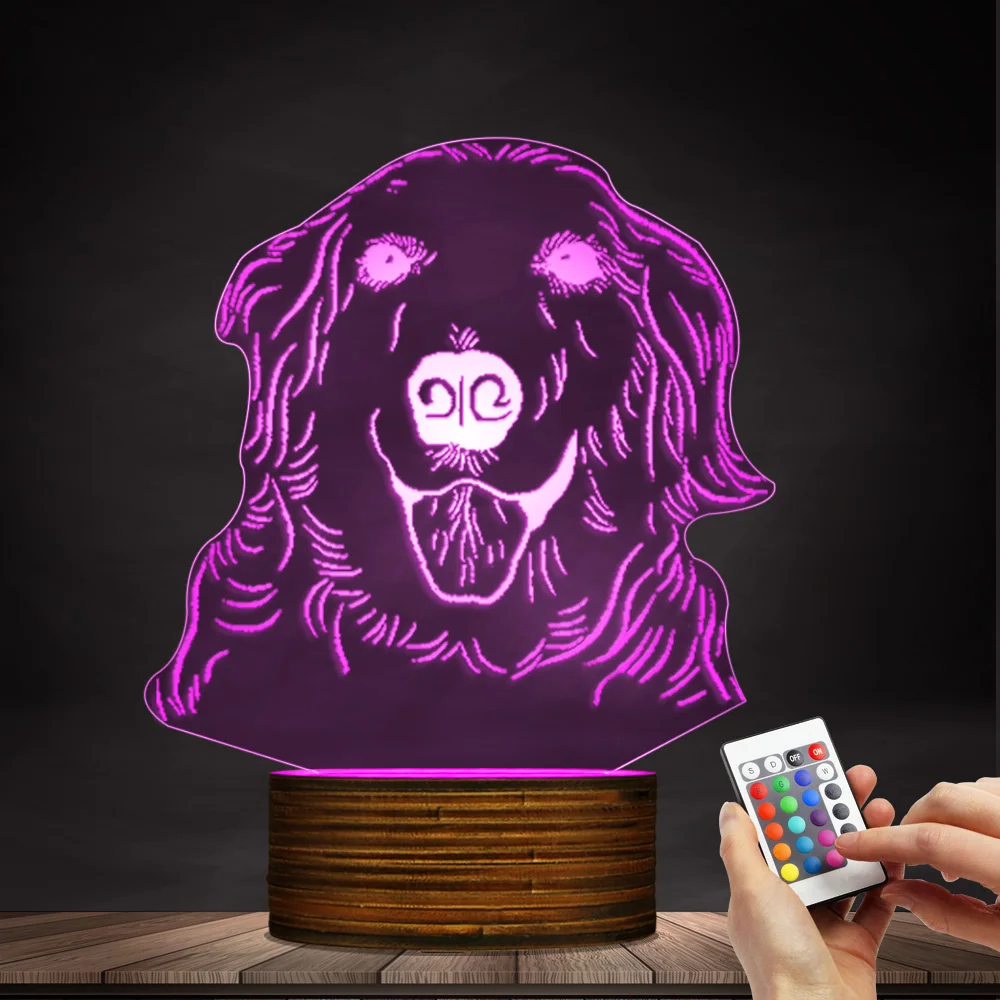 1Piece Golden Retriever 3D illusion Night Lamp Pet Puppy Canine Hound