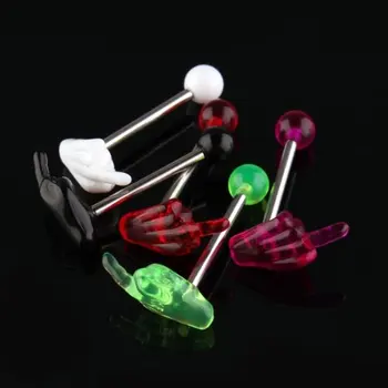 

30 x Multi Colors Acrylic Hand Tongue Bar Ring Barbell Body Piercing